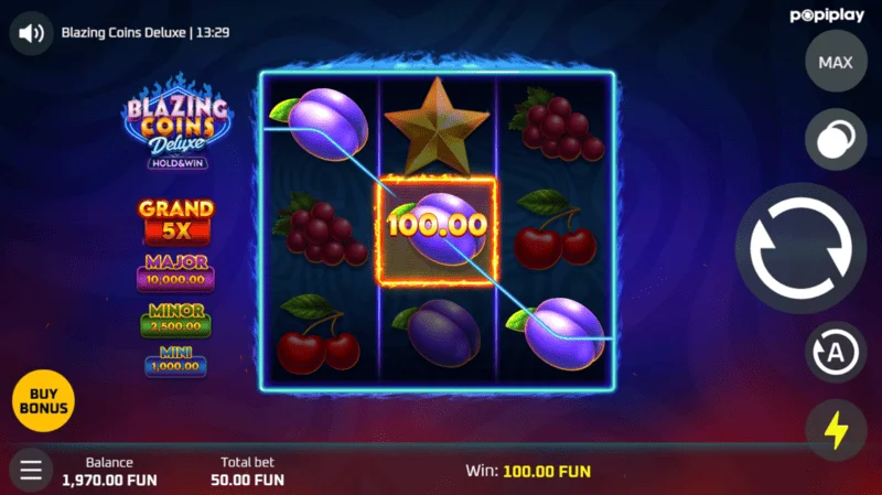 Blazing Coins Deluxe – dobitek v osnovni igri